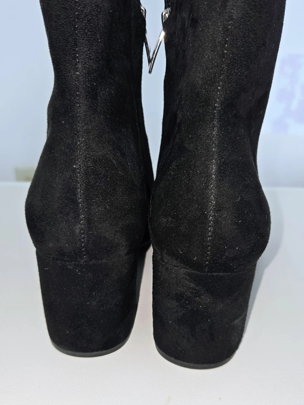 Marc Fisher Comfy Black Suede Ankle Booties with Side Zip - Size 8M 2.5 Heel